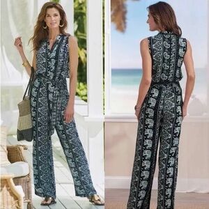 Soft sorrounding Sydney jumpsuit button up blouse size M